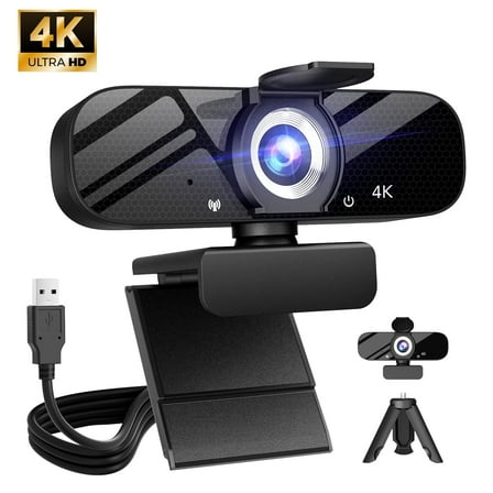 4K Webcam for PC, Ultra HD 4K Collaboration and Streaming Webcam, PDAF Autofocus, Noise-Cancelling Mics, 105° FOV, Auto Light Correction, USB-A, Privacy Cover, Conferencing and Video Calling