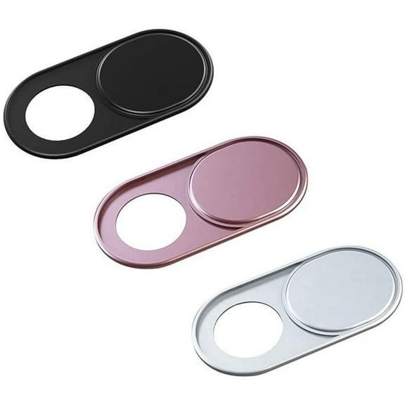 Webcam Co Slide, 0.027-Inch Ultra-Thin Metal Camera Co for MacBook Pro, iMac, Laptop, PC, iPad, iPhone, Smartphone, Macbook Acceories Protect Your Visual Privacy (Black/Pink/Sil-3 Pack)