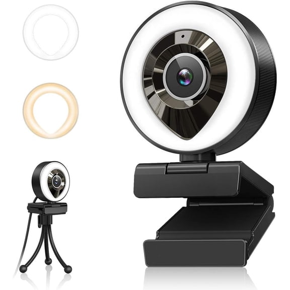 Webcam Computer Camera 1080P with Dual Microphone Adjustable Right Light Web cam for PC Advanced Auto-Focus with Tripod Zoom Streaming Camera Gaming Webcam for YouTube Xbox Facebook Streamer