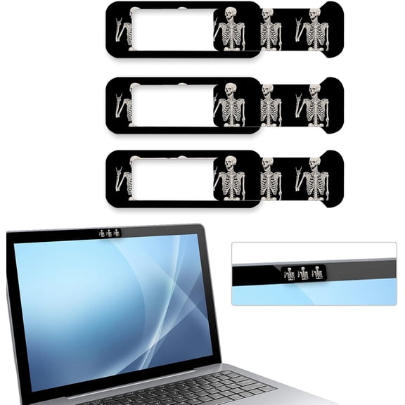 Webcam Cover, 3 Pieces, Laptop Camera Cover, Privacy Shielding Capacity is Twice as Big as The Traditional, Suitable for Computer Mobile Phones, laptops, Tablets and so on (Skull)
