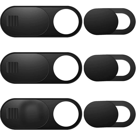 Webcam Cover, 6 Pack Laptop Camera Cover, Privacy Camera Cover Slide for MacBook Pro, iMac, Laptop, Desktop, PC, Tablet, iPad Pro, iPhone, Smartphone (Black, 2 Size)