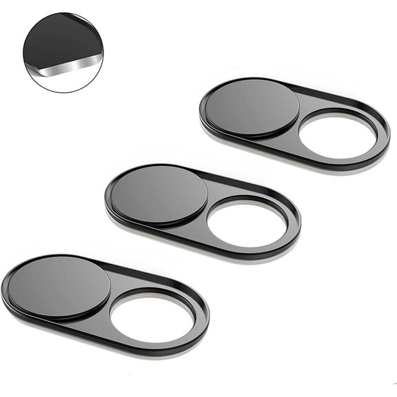 Webcam Cover Slide 0.022in Thin Metal Magnet Web Camera Cover for MacBook Pro Laptops Smartphone Mac PC Tablets for Echo Spot Show Protecting Your Privacy Security Black(3 Packs)