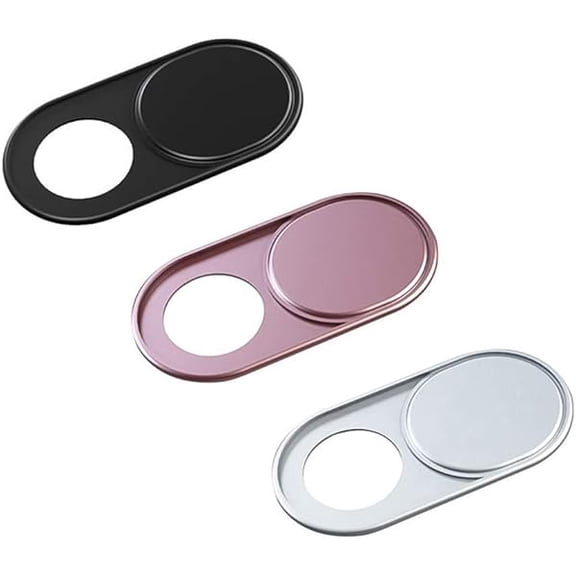 Webcam Cover Slide, 0.027-Inch Ultra-Thin Metal Camera Cover for MacBook Pro, iMac, Laptop, PC, iPad, iPhone, Smartphone, Macbook Accessories Protect Your Visual Privacy (Black/Pink/Silver-3 Pack)
