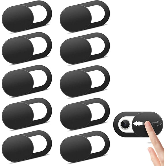Webcam Cover Slide, 10 Pack Ultra Thin Web Camera Cover Slide for MacBook, iPad, iPhone, Laptop, Desktop, PC, Protect Your Privacy Security (Black (10 Pcs))