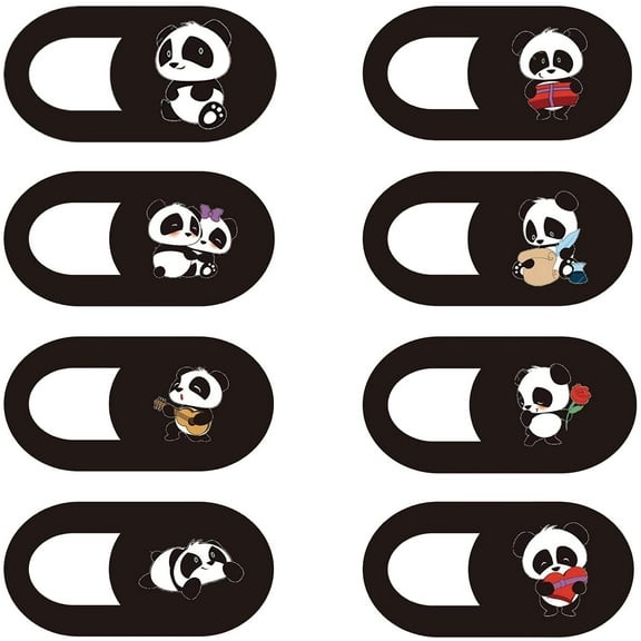 Webcam Cover Slide 8 Packs, Ultra Thin Camera Privacy Protector fit for MacBook Pro, iMac, iPad Pro, and More Laptop or Tablet, Cute Panda