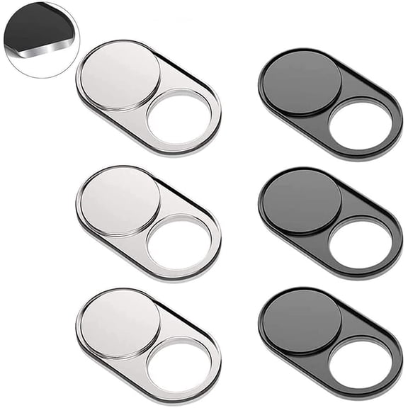 Webcam Cover Slide Metal Magnet Sliding Web Camera Cover Slider for Laptops MacBook Pro HP iMac iPhone Cellphone-for Protecting Your Privacy-Strong Adhesive-6 Packs(3black+3silver)
