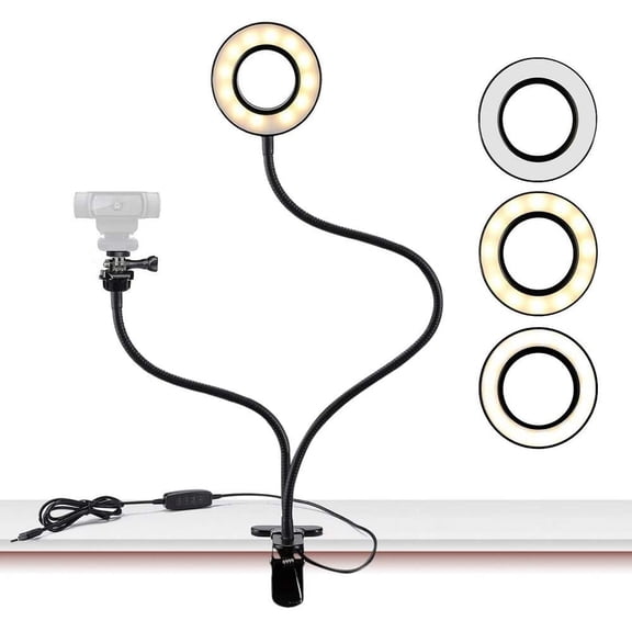 Webcam Light Stand for Live Stream, Selfie Ring Light with Webcam Mount for Logitech C925e, C922x, C930e,C922,C930,C920,C615,Brio 4K