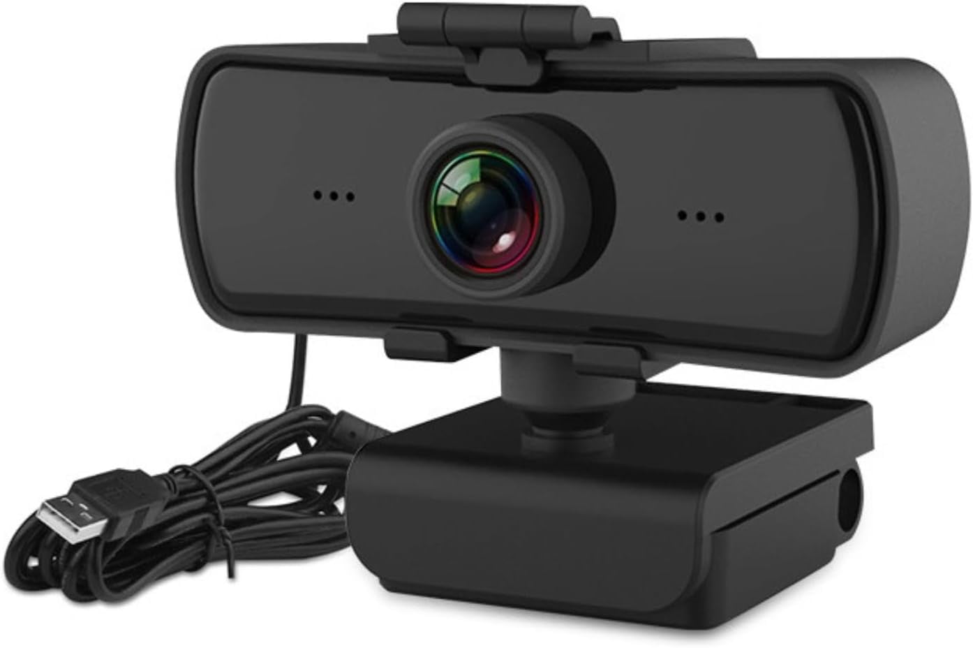 Webcam with Microphone, 1440P HD USB Computer Web Camera with 360° Rotation, Auto Light Correction 2 Mics Streaming Webcam Plug & Play for Online Conferencing, for Win for OS X
