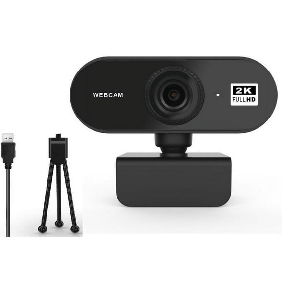 Webcam with Microphone, Necano 2K HD Webcam for PC Video Conferencing Calling Gaming, Laptop Desktop Mac Skype/YouTube/Zoom-Plug and Play NO Installation Needed