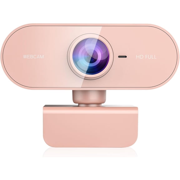 Webcam for PC&1080P HD Web Cam,Webcam with Microphone,Stand for PC/MAC/Laptop/Desktop,Wide Angle Web Cameras for YouTube,Skype,Zoom,Xbox One,Video Calling,Studying Pink