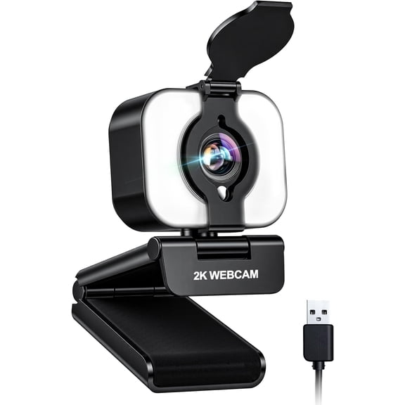 Webcam for PC with Microphone & Light &  Cover, Web Camera for Desktop/Laptop//, Autofocus USB  Camera for Zoom/Skype/Teams/Video Calling/Meeting/Streaming