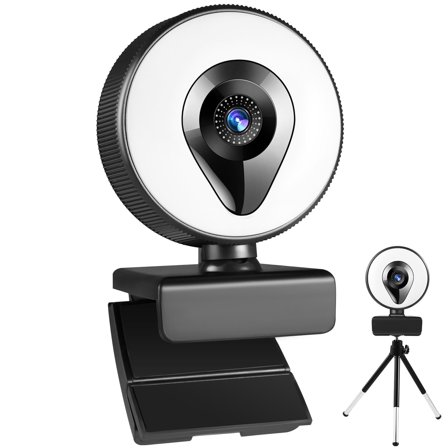 Webcam for PC, Streaming Webcam with Microphone 1080P Adjustable 3 Light Modes,Pro Web Camera Advanced Auto-Focus with Tripod Zoom Camera,Gaming Webcam for Xbox Facebook YouTube Streamer Conferencing