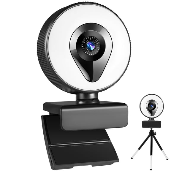 Webcam for PC, Streaming Webcam with Microphone 1080P Adjustable 3 Light Modes,Pro Web Camera Advanced Auto-Focus with Tripod Zoom Camera,Gaming Webcam for Xbox Facebook YouTube Streamer Conferencing