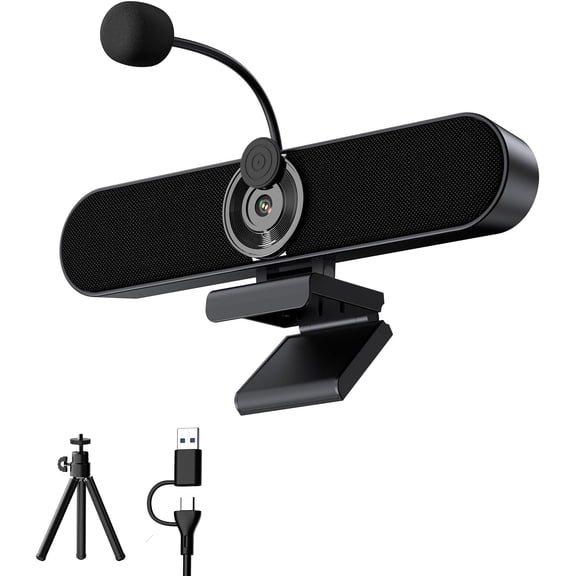 Webcam Speaker with Microphone, Shutter, Clip-