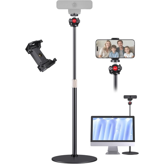 Webcam Stand for Desk, Raise Height Desktop Stand with Adjustment for Logitech Webcam C920 C922 BRIO, 360Rotatable Ballhead Desktop Tripod for Live Streaming/Video Calling with 1/4" Thread