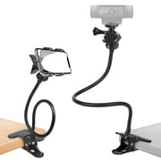 Webcam Stand Phone Mount for Desk, Flexible Gooseneck Camera Mount, Desktop Tripod Phone Holder w/Clamp, Fit for Logitech C922 C930e C920S C920 C615 C960 C920x Brio 4K C925e C615