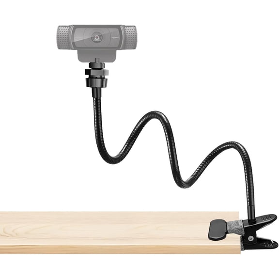 Webcam Stand Phone Mount for Desk, Gooseneck Desktop Tripod & Tabletop Phone Holder with Clamp & 1/4" Thread, Compatible with Action Camera GoPro C922 C930e C920S C920 615 C960 C920x Brio