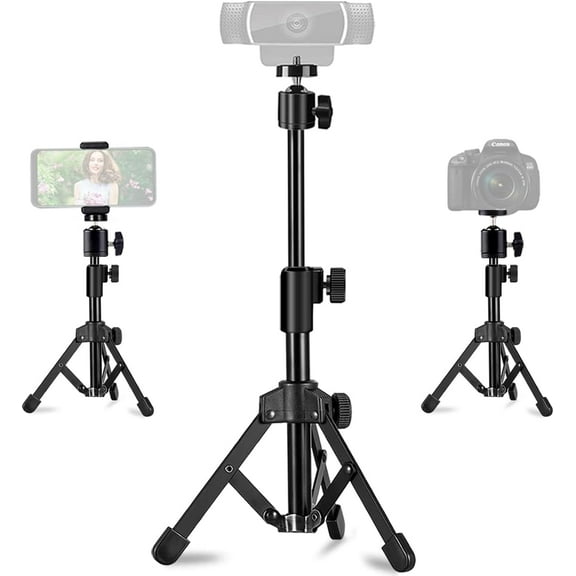 Webcam Tripod Stand Extendable Desktops for Camera/Phone/Webcam, Desk Tripods Mount Holder Compatible with Logitech Webcams C925e C922x C922 C930e C930 C920 C615 /iPhone/Ring Light