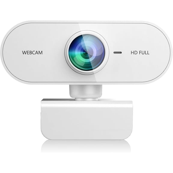 Webcam for pc with Microphone, 1080P White Streaming Web Cam for Laptop, Mini USB C External Clip Camera for Desktop, Facecam for Video Conference,Gaming Skype Meeting