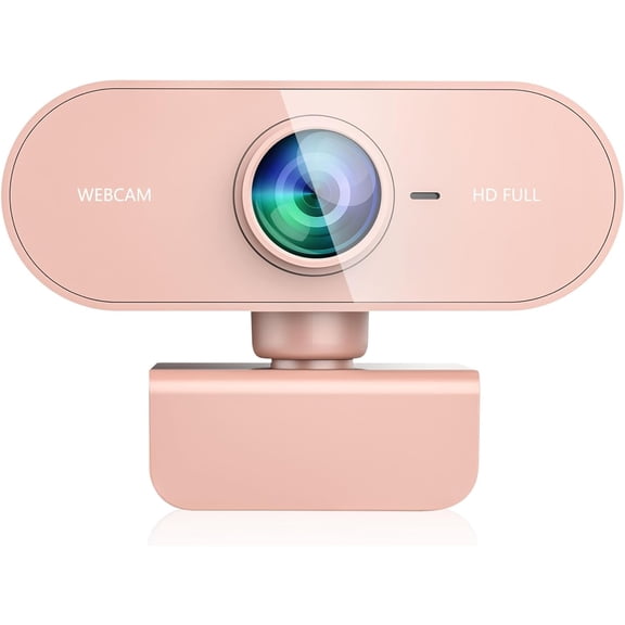 Webcam for pc with Microphone,Full Hd 1080P Pink Streaming Web Cam with Mic for Mac Laptop, Small Computer Camera for Desktop,Cheap Face Cam for Video Conference,Zoom,Microsoft Teams Meet
