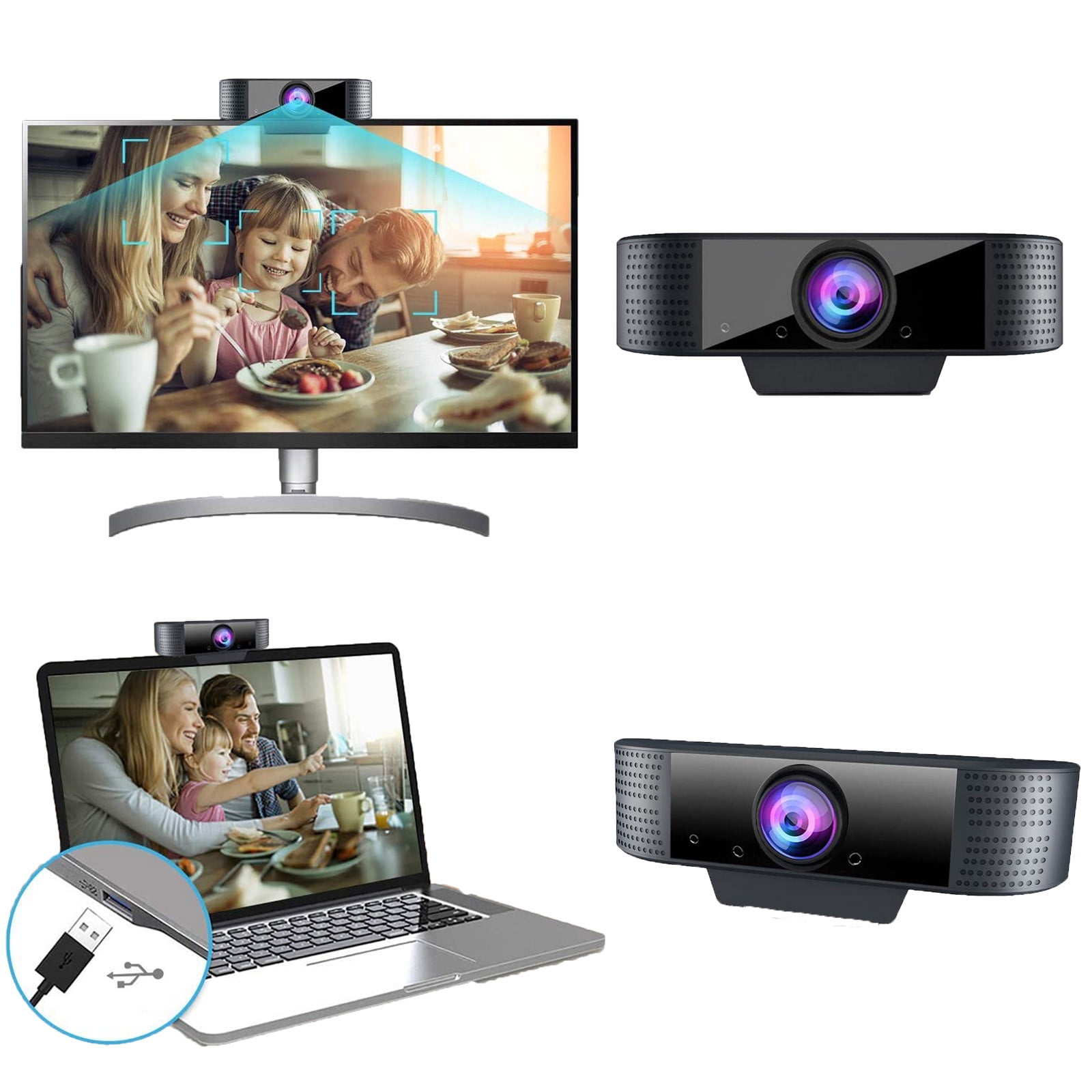 Webcam with Microphone, 1080P Full HD USB Camera, Plug Play Streaming Webcam for PC Laptop