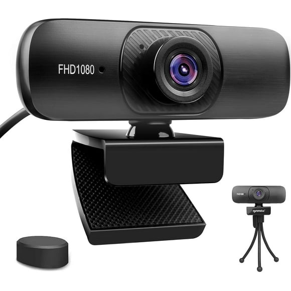 Webcam with Microphone, 1080P Webcam Built-in Dual Noise Reduction Mics, Fixed Focus, Magnetic Privacy Cover