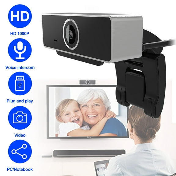 Webcam with Microphone, TeqHome 1080P FHD Webcam for Desktop & Laptop Conference, USB Plug and Play