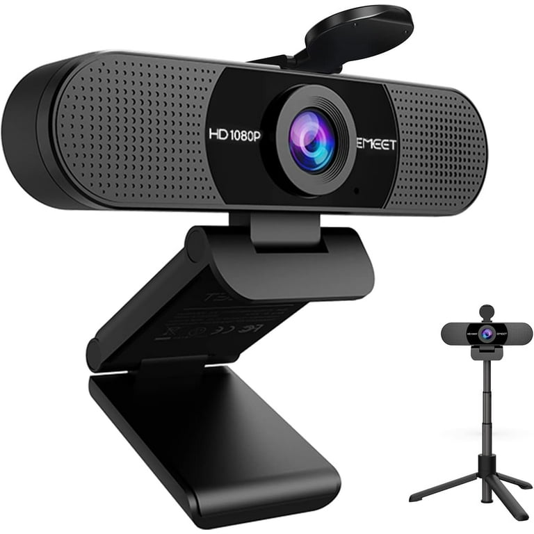 Webcam with Tripod, 1080p with Microphone, Adjustable Height Mini