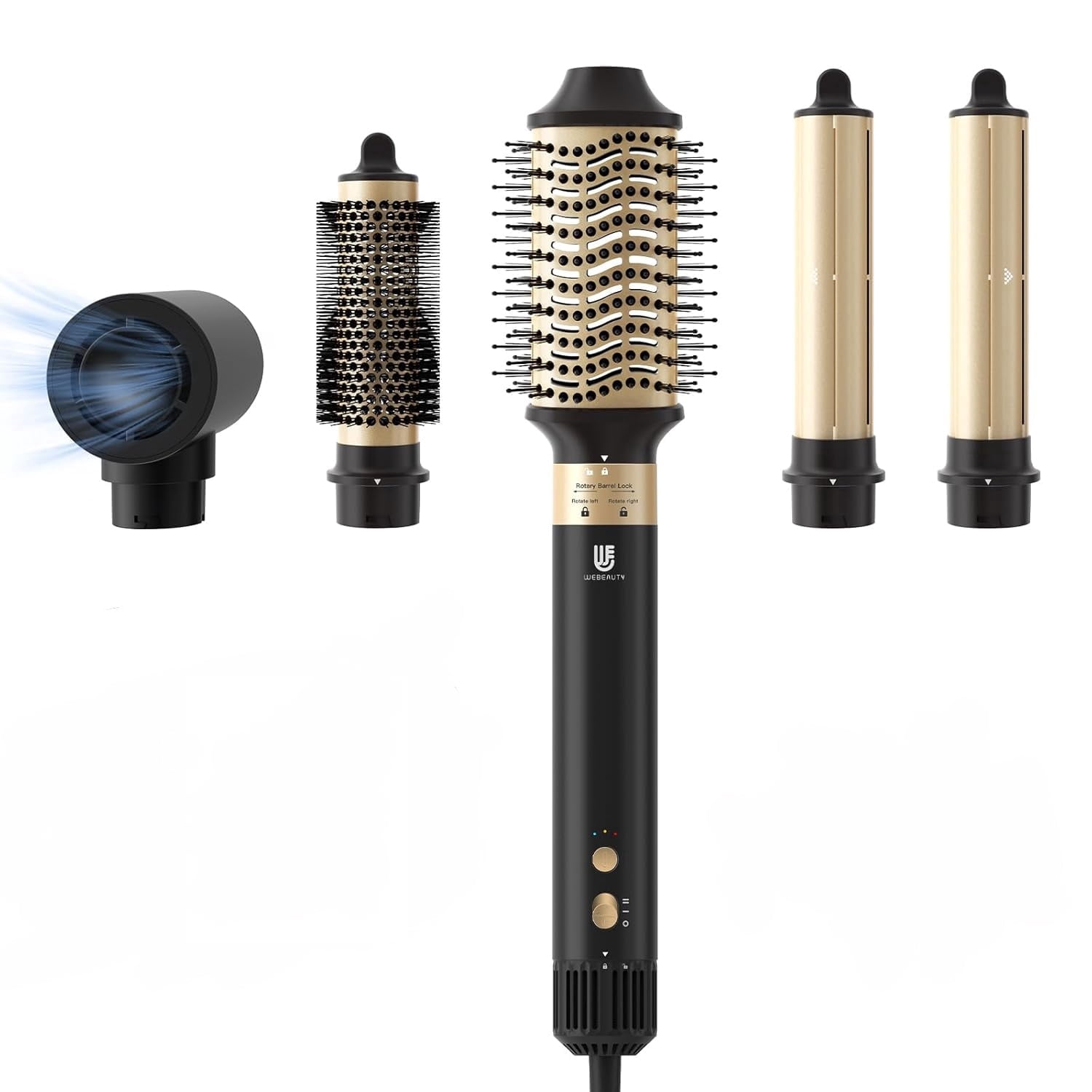 Webeauty Hot Air Brush Hair Styler, 5 in 1 Hair Dryer Brush Auto Wrap Curlers Frizz-Free Styling Tool for All Hair Types Fast Drying, Curling, Smoothing
