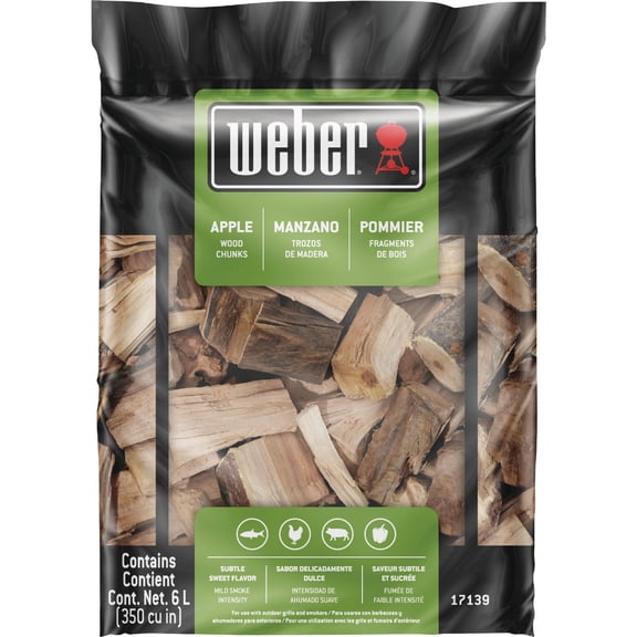 Weber Apple Wood Smoker Chunks - Apple Flavor - 350 Cu In