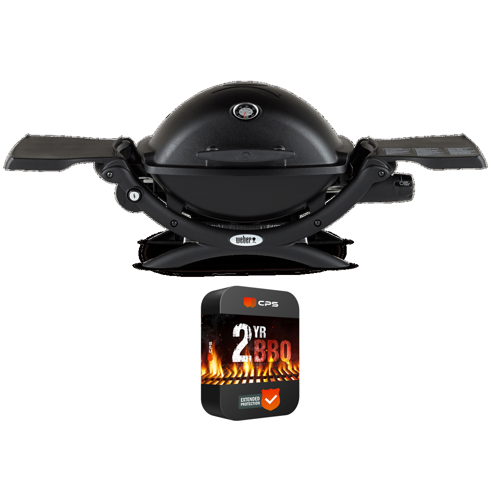 Weber 51010001 Q1200 Liquid Propane Portable Grill Black Bundle with Premium 2 YR CPS Enhanced Protection Pack - image 1 of 10