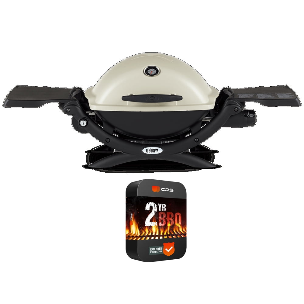 Weber 51060001 Q1200 Liquid Propane Portable Grill Titanium Bundle with Premium 2 YR CPS Enhanced Protection Pack