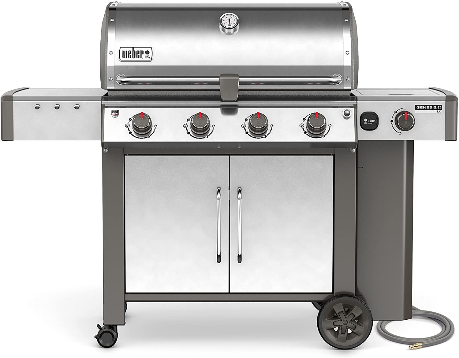 WEBER Barbecue a Gas da Giardino BBQ da Esterno 86x48 cm con Coperchio e  Ruote colore Nero - 62011129 Serie Genesisi II E-410 GBS