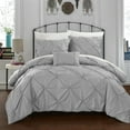 thumbnail image 1 of Weber 8 Piece Duvet Cover Set Pinch Pleat Ruffled Design Embellished Zipper Closure Bedding, 1 of 9