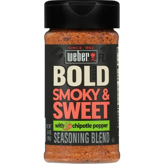 Weber BOLD Smoky & Sweet Seasoning with Chipotle Pepper, Seasoning Blend, 6.4 oz Bottle