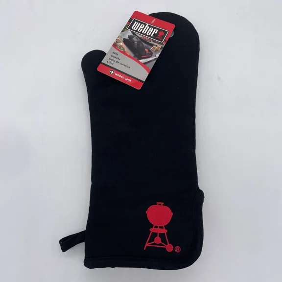 Weber Bbq Grill Mitt Glove Black & Red 15 New With Tags Sleek & Nice