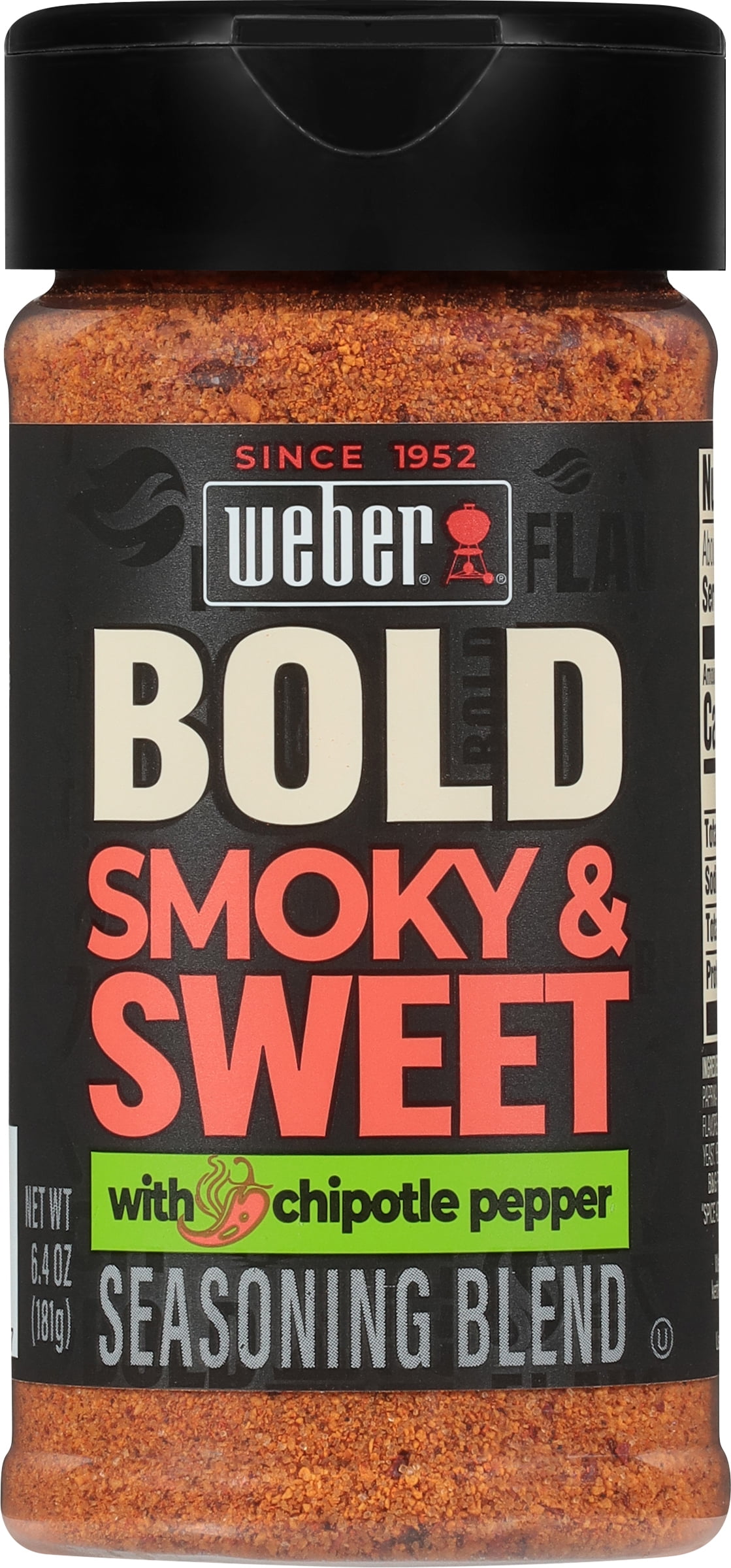 Weber BOLD Smoky & Sweet Seasoning with Chipotle Pepper, Seasoning Blend, 6.4 oz Bottle