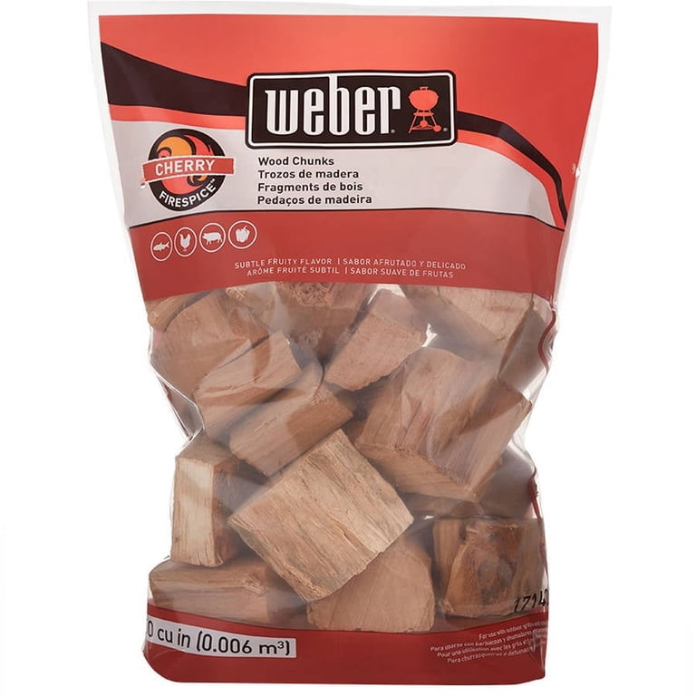 Weber Cherry Wood Chunks for Smoking Flavor on Grills, 350 Cu. In