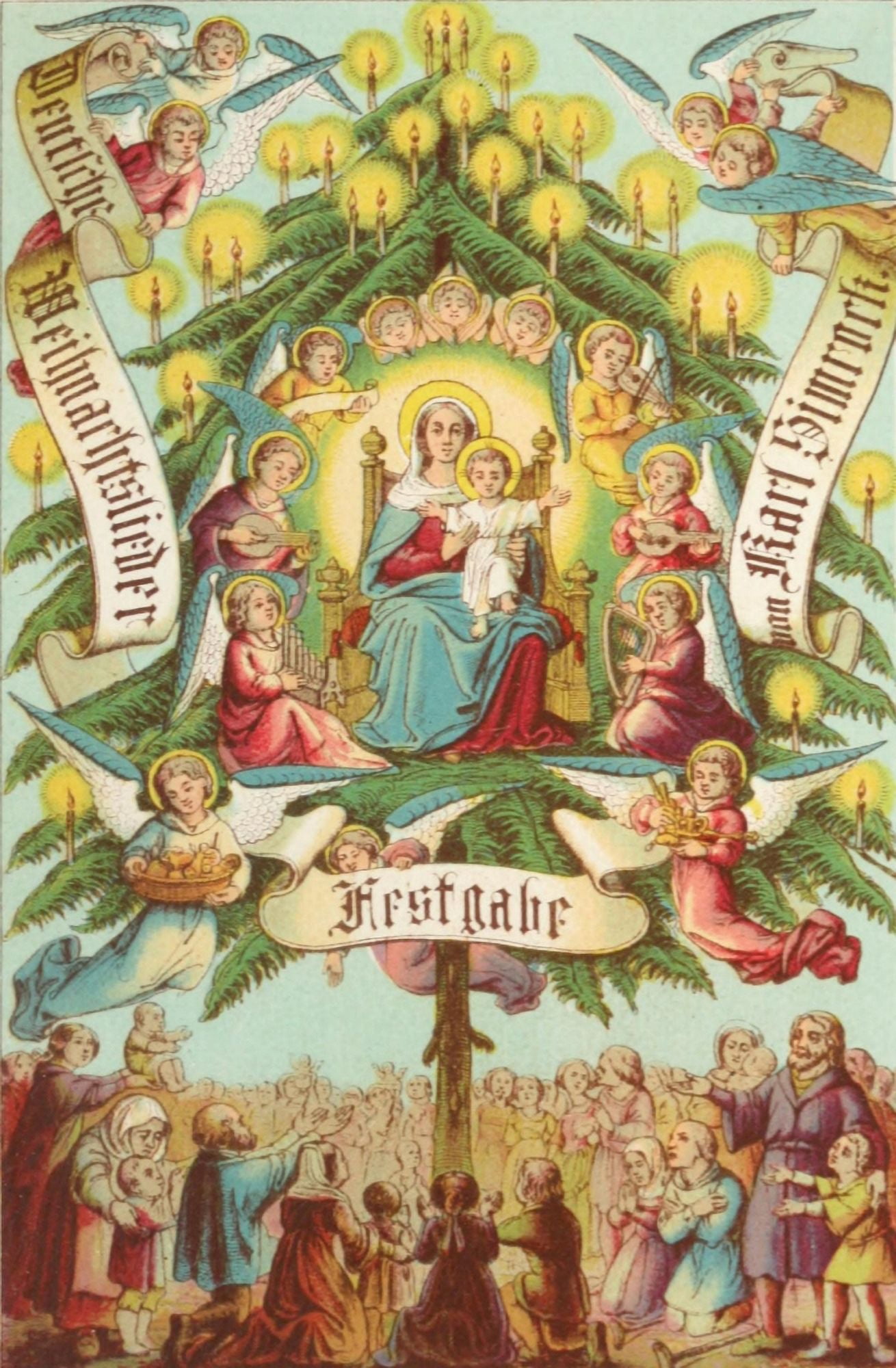 Weber & Deckers Lith Deutsche Weihnachtslieder 1859 Verlag von TO Weigel Leipzig Canvas Art - (24 x 36)
