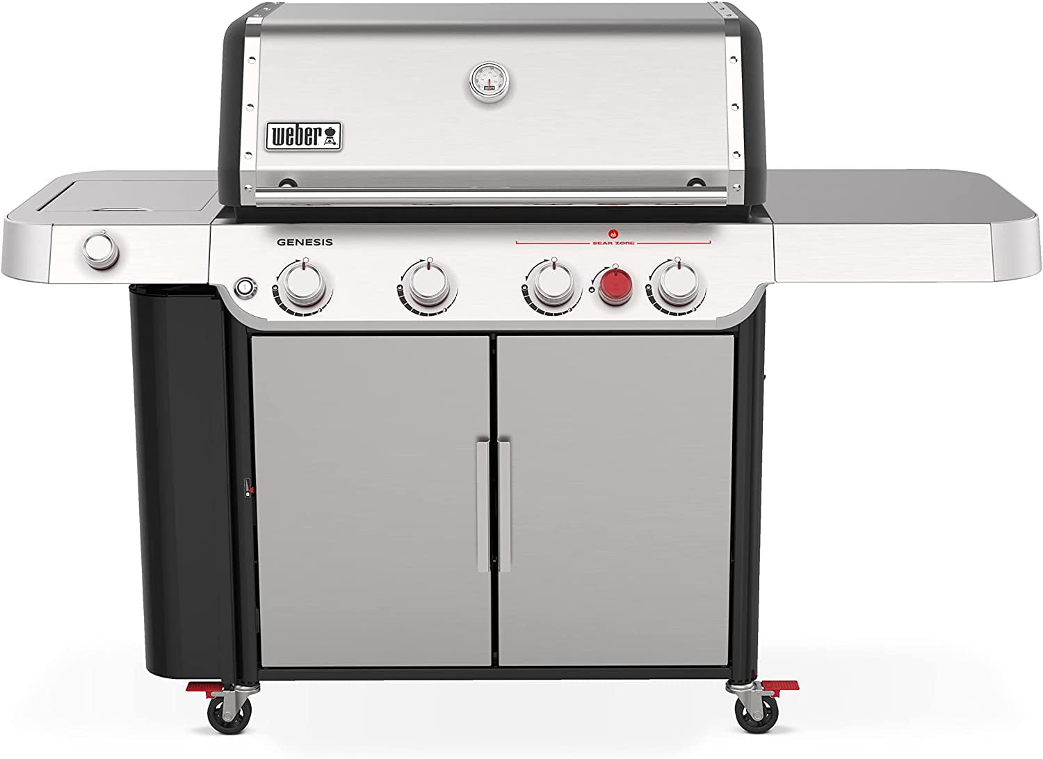 Stainless Steel 4-Burner Propane Gas Grill with Side Burner
