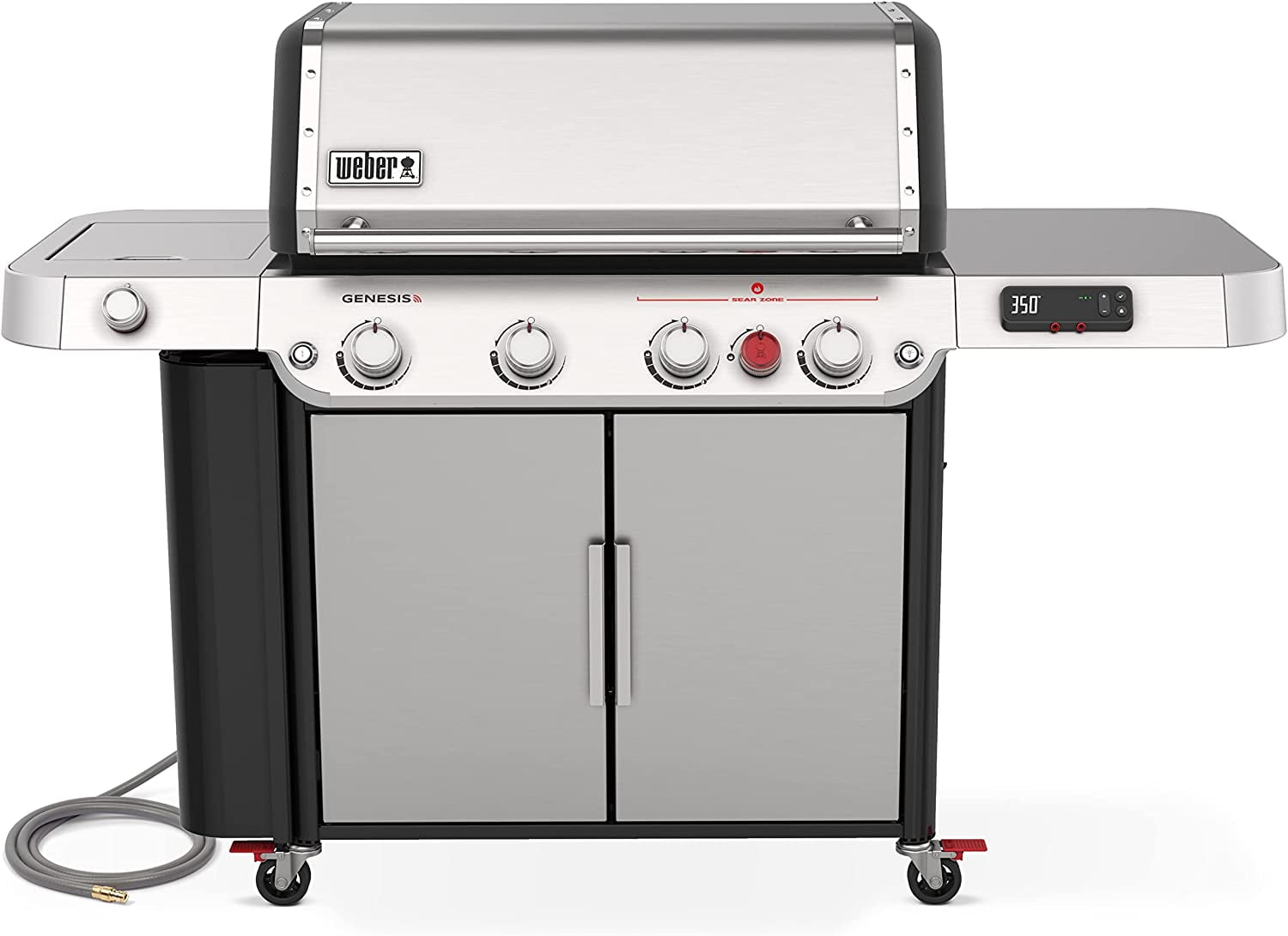 Stainless Steel 4-Burner Propane Gas Grill with Side Burner