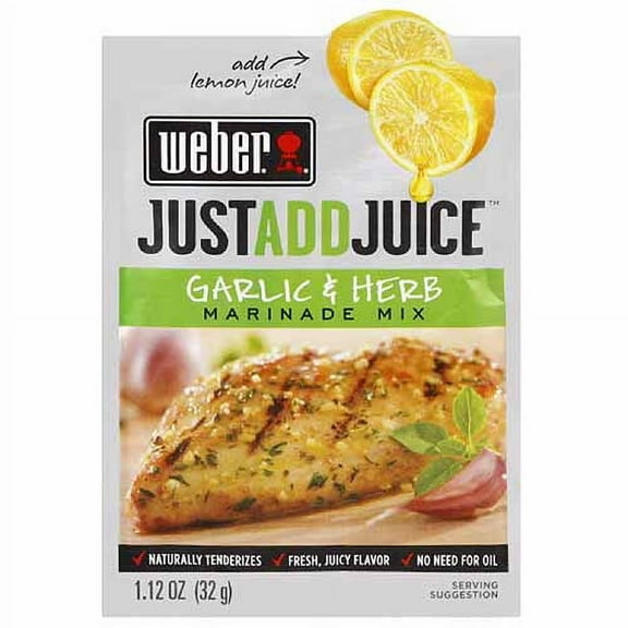 Weber Just Add Juice Garlic & Herb Marinade Mix, 1.12 oz, (Pack of 12)