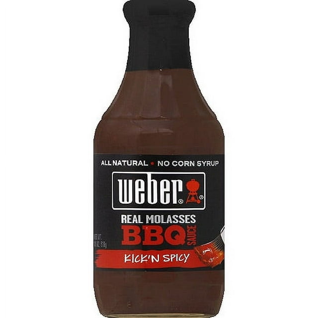 Weber Kick'n Spicy Real Molasses BBQ Sauce, 18 oz, (Pack of 6)