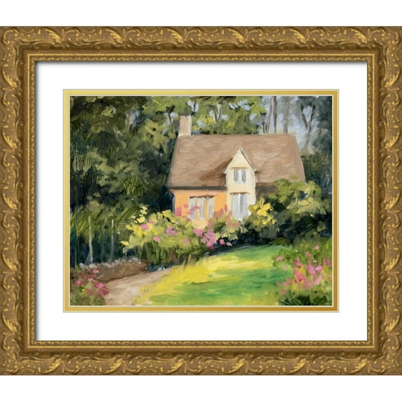 Weber, Mary Jean 18x15 Gold Ornate Wood Framed with Double Matting Museum Art Print Titled - Cotswold Cottage III
