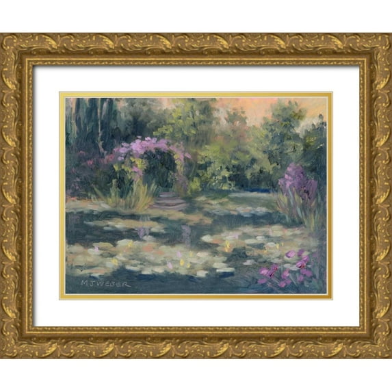 Weber, Mary Jean 24x19 Gold Ornate Wood Framed with Double Matting Museum Art Print Titled - Monets Garden IV