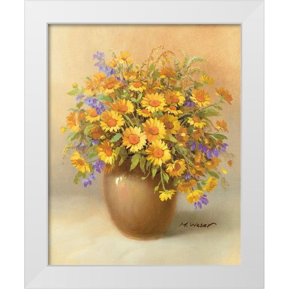 Weber, Max 12x14 White Modern Wood Framed Museum Art Print Titled - YELLOW BOUQUET