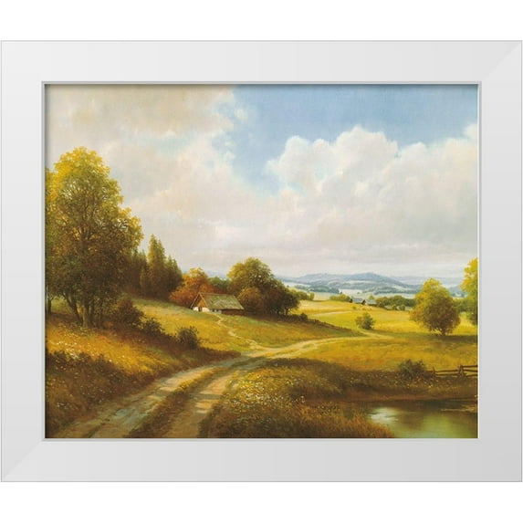 Weber, Max 14x12 White Modern Wood Framed Museum Art Print Titled - LONELY FARMHOUSE