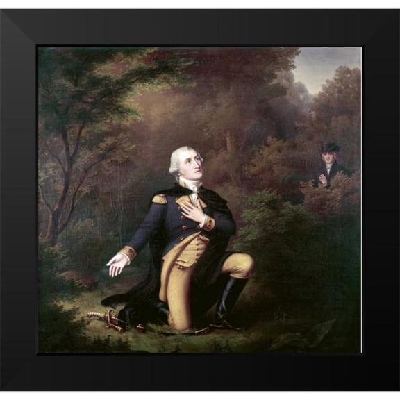 Weber, Paul 21x20 Black Modern Framed Museum Art Print Titled - George Washington In Prayer at Valley Forge