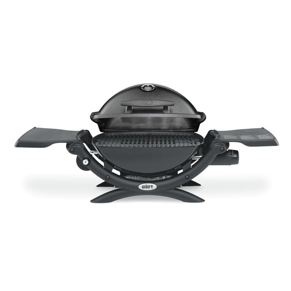 Weber Q 1200 Black Portable Propane Gas Grill with Side Burner