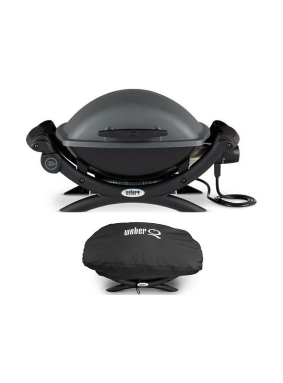 Weber Q 1400 Electric Grill (Black) with Grill Cover